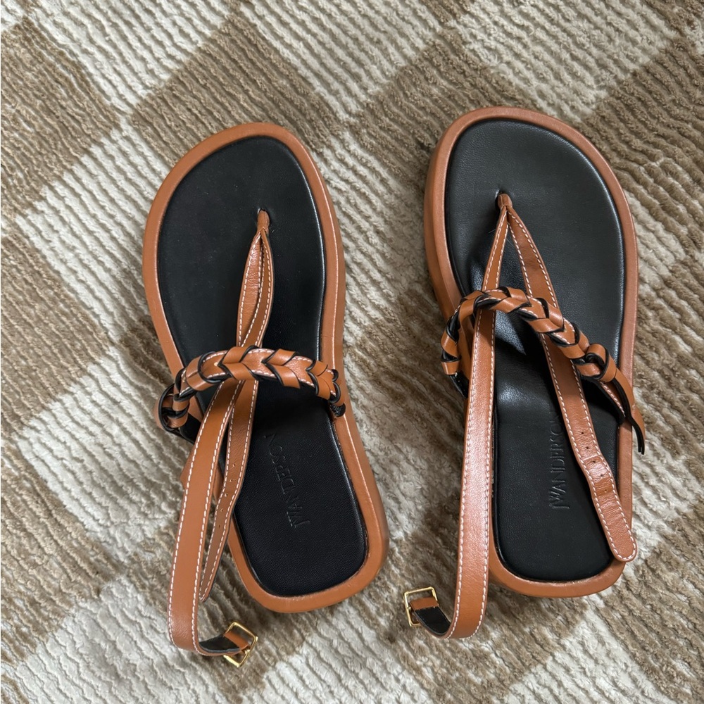 Braided Leather Sandals - Brown